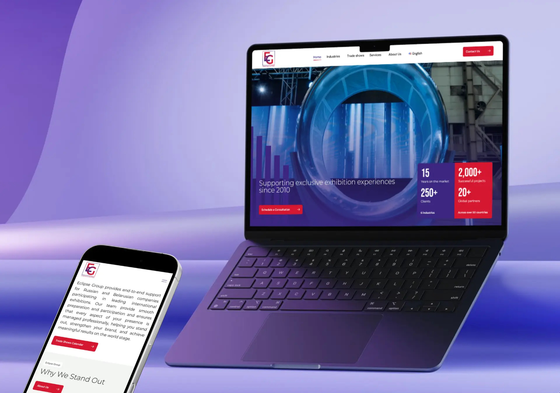 Eclipse Group — International trade shows & business support digital project by THE ROAD